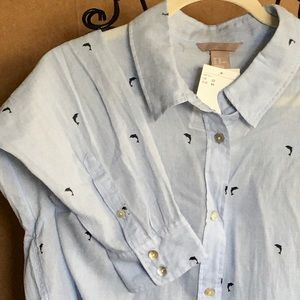 💲💲SOLD‼️‼️❔Blue Dolphin H&M Cotton LS 24 Plus Blouse NWT